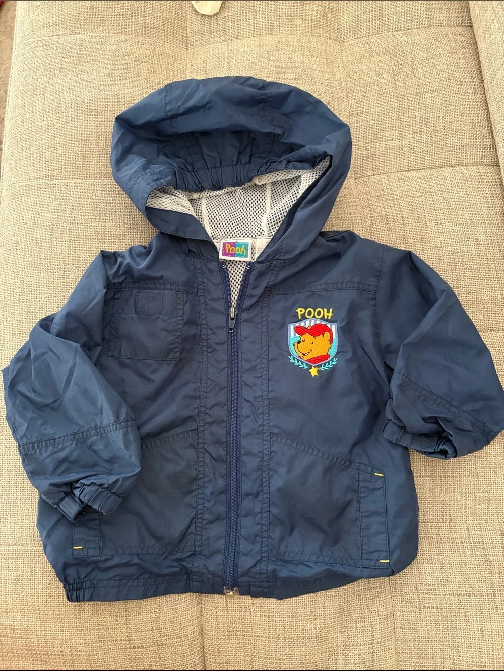 Vintage Navy Pooh Hooded Windbreaker Jacket